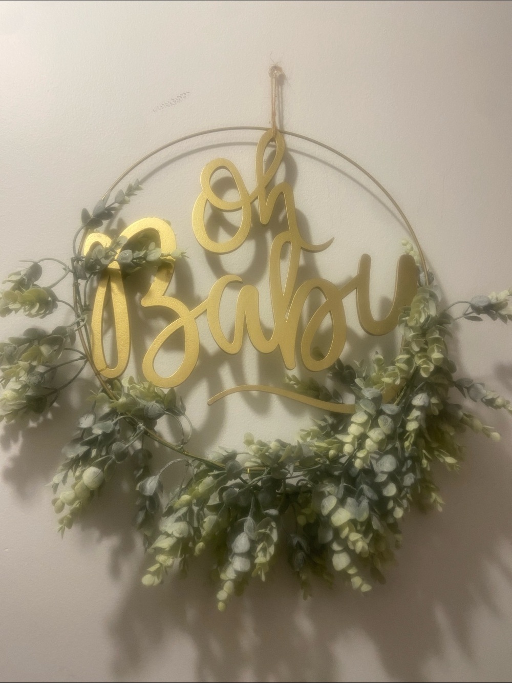 Oh Baby Gold Script Wreath Sign - Home Holiday Decor